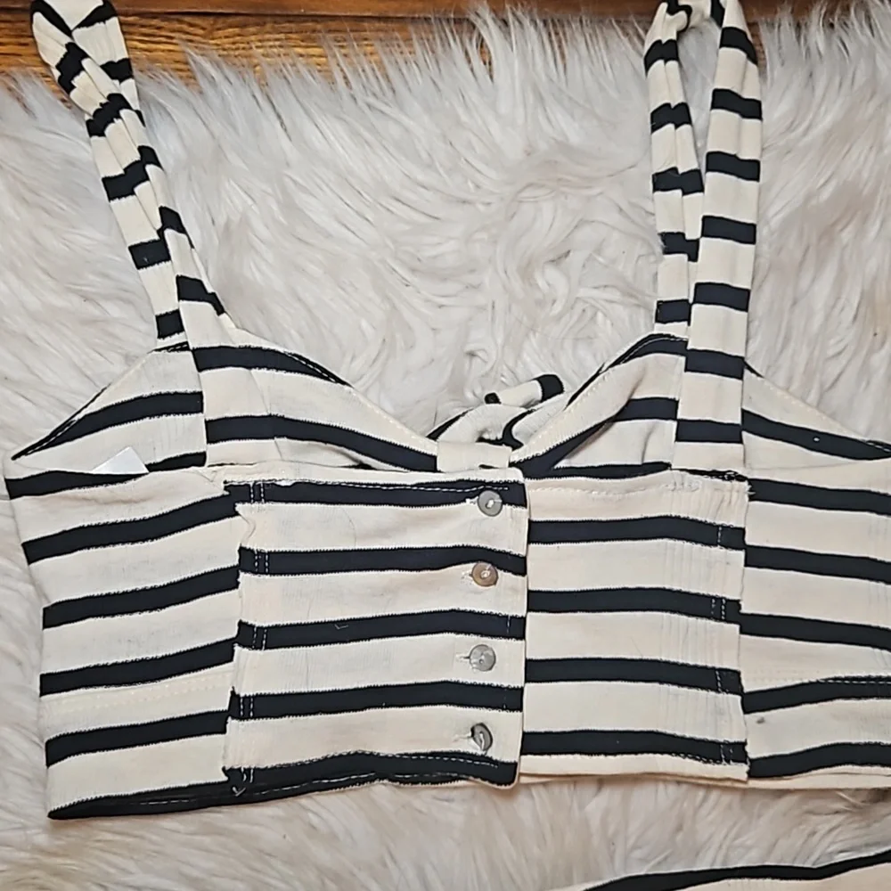 **Free People “Bon Voyage” Stripe Set – Size Medium (Top & Pants)**